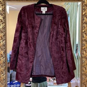 Anthropologie Soft Fuzzy Faux Fur Maroon Red “Tabitha” Jacket Coat size Small